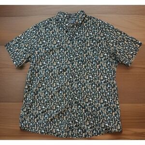 Eddie Bauer Men's Classic Fly Fishing Lures Short Sleeve Button Shirt XXL TALL